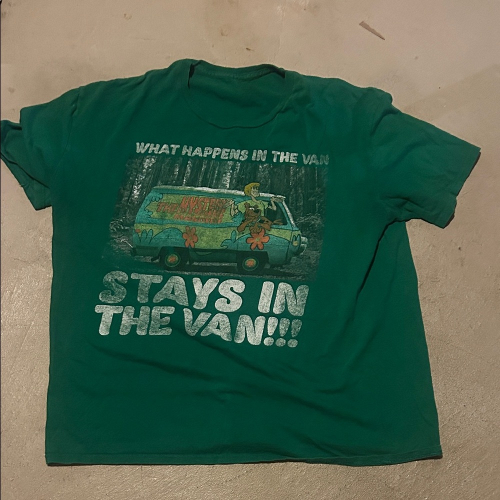 Kids Green Graphic Tee - 'Stays in the Van' size xl